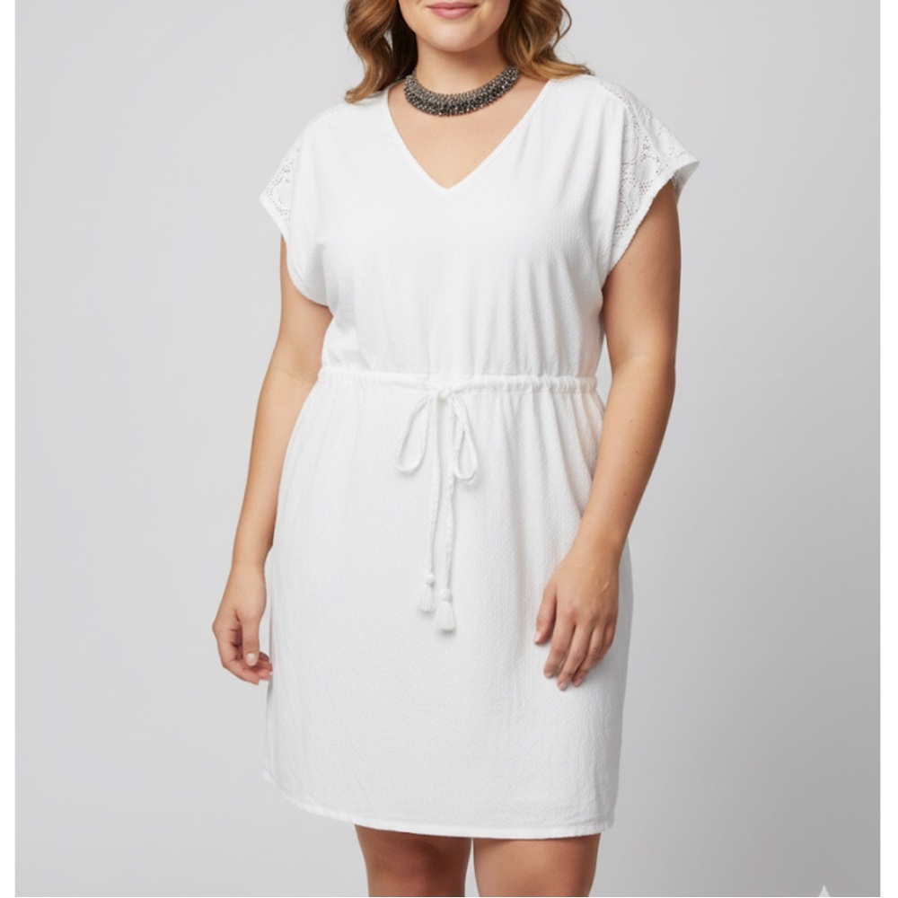 JOE FRESH White Drawstring Waist Dress size XL